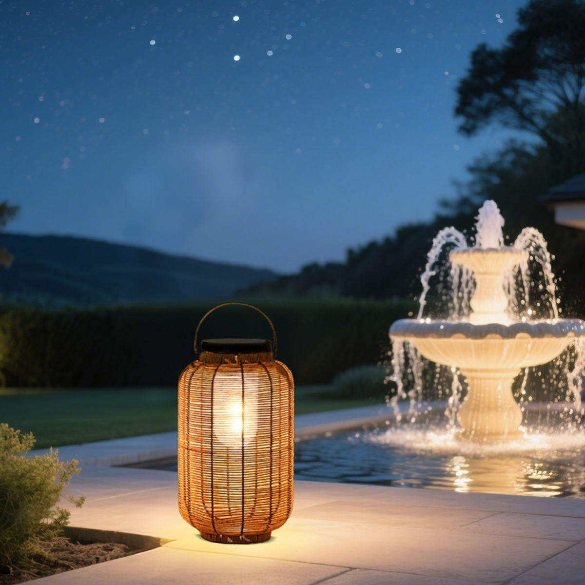 Bauernhaus Außenlampe Holz Metall Rattan Elliptisch Garten