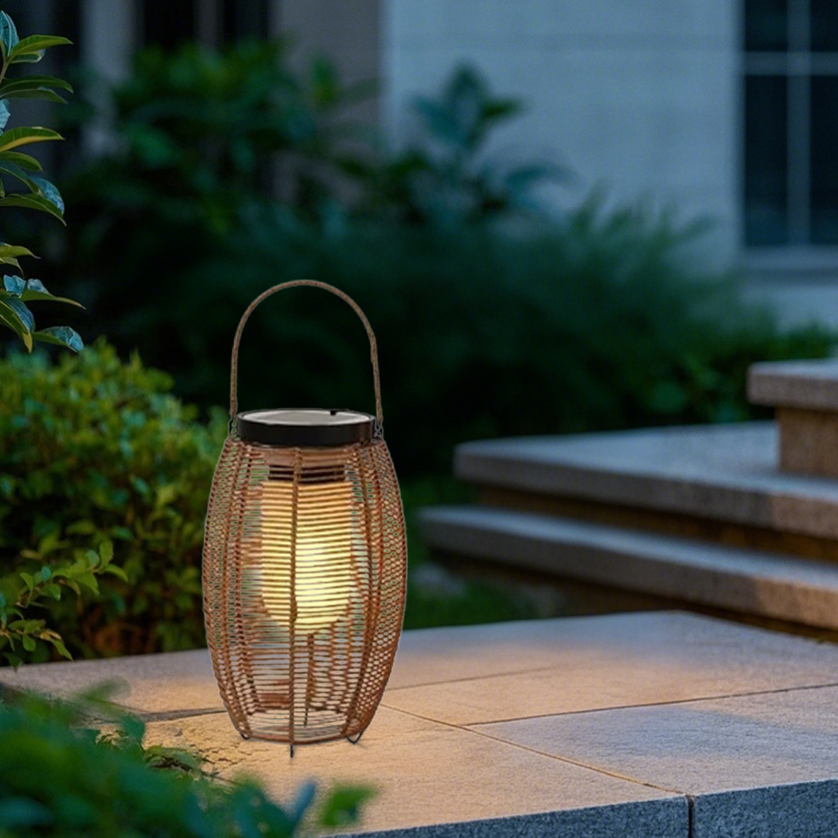Bauernhaus Außenlampe Holz Metall Rattan Elliptisch Garten
