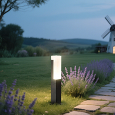 Modern Außenstehleuchte LED Rechteckig Schwarz Metall Solar Garten