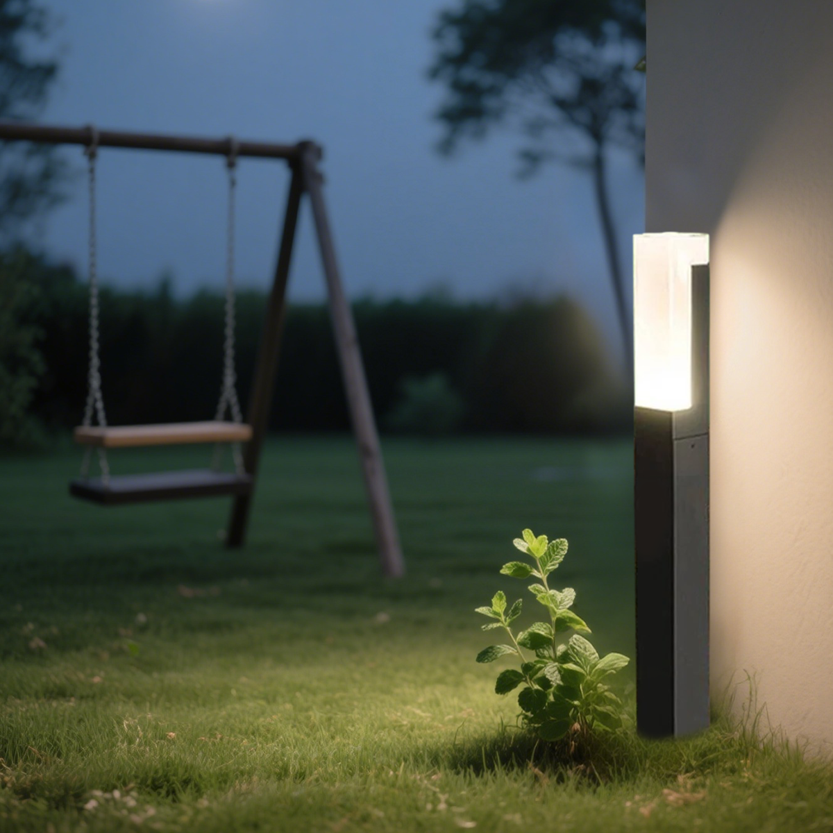 Modern Außenstehleuchte LED Rechteckig Schwarz Metall Solar Garten