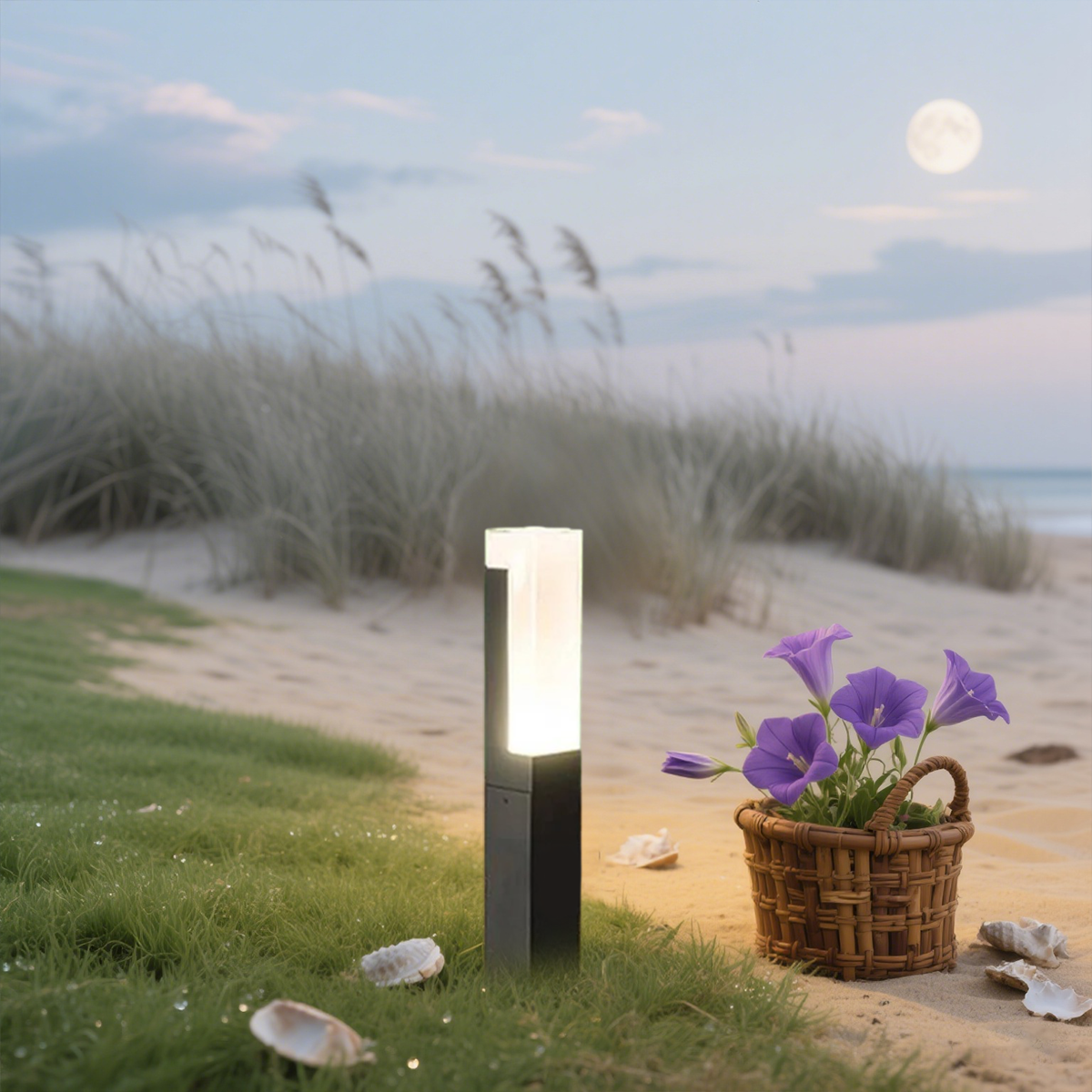 Modern Außenstehleuchte LED Rechteckig Schwarz Metall Solar Garten