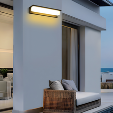 Moderne Wandleuchte Schwarz Metall Acryl Rechteckig Garten