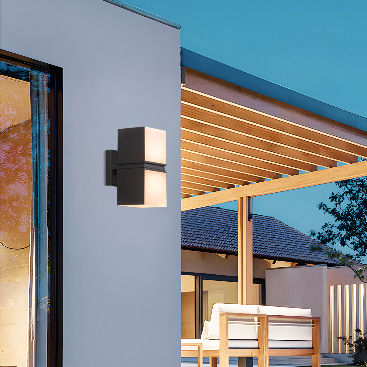 Moderne Außenwandleuchte LED Schwarz Geometrischer Drehbar Flur /Außen