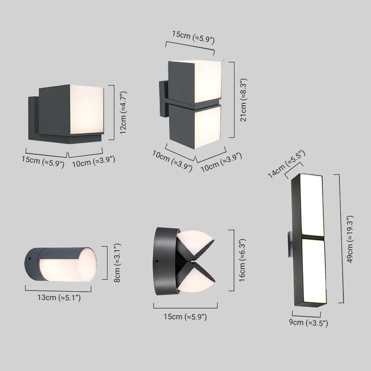 Moderne Außenwandleuchte LED Schwarz Geometrischer Drehbar Flur /Außen