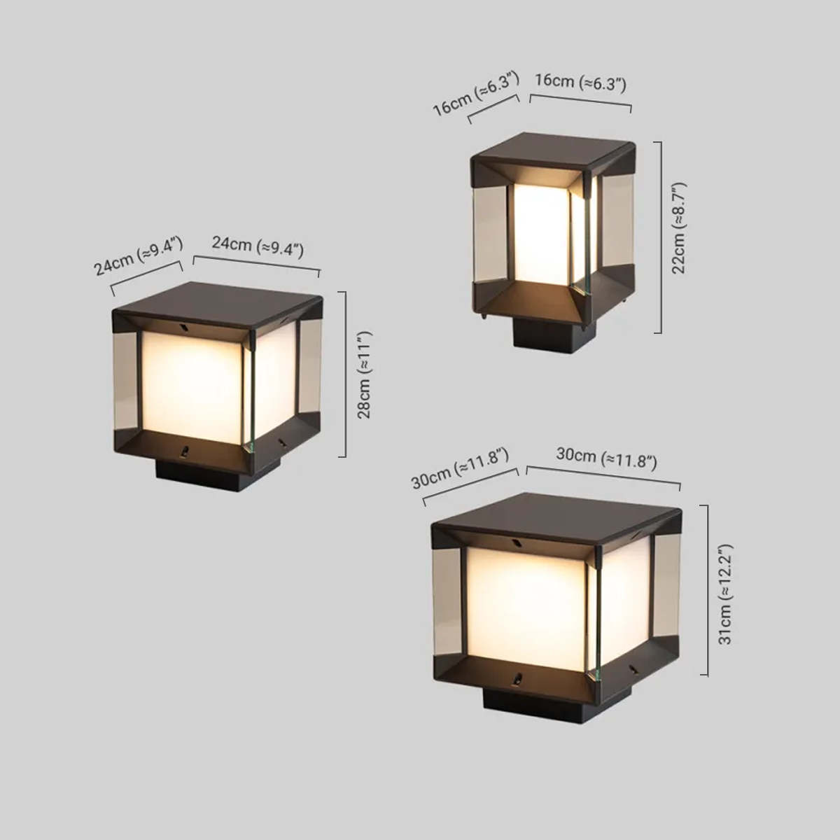 Moderne Außenlampe Schwarz Gold Metall Rechteckig Garten