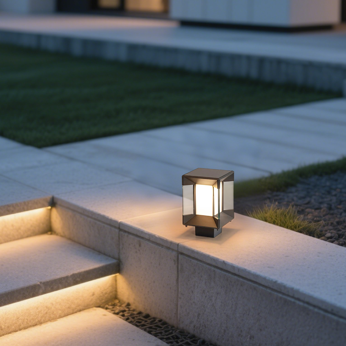Moderne Außenlampe Schwarz Gold Metall Rechteckig Garten
