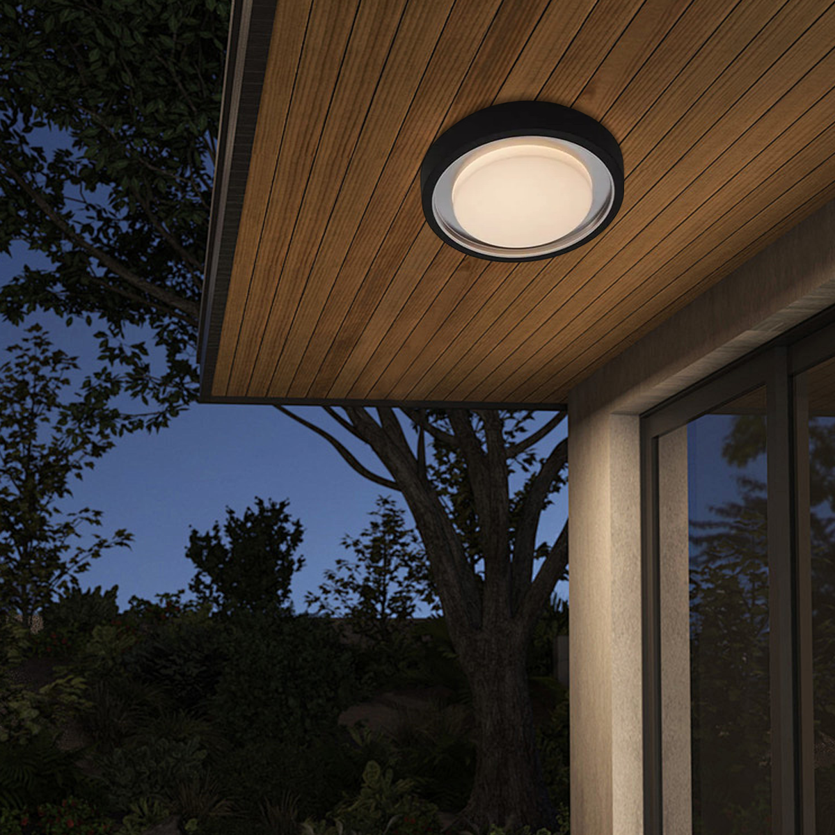 Moderne Außenwande/Deckenleuchte LED Runde Schwarz Metall Garten/ Balkon/Terrasse 