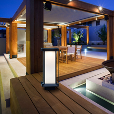 Moderne Außenstehleuchte LED Rechteckig Schwarz Glas Solar Garten/Terrasse