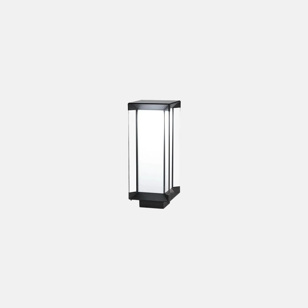 Moderne Außenstehleuchte LED Rechteckig Schwarz Glas Solar Garten/Terrasse