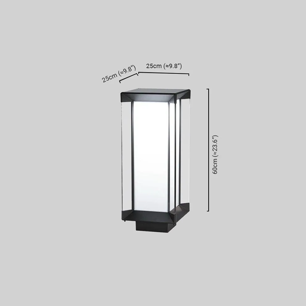 Moderne Außenstehleuchte LED Rechteckig Schwarz Glas Solar Garten/Terrasse