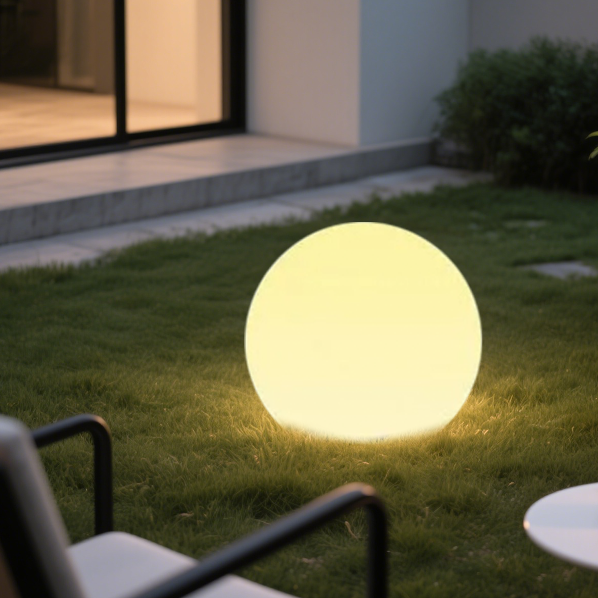 Modern Außensockelleuchte LED Kugel Weiß Resin RGB Garten