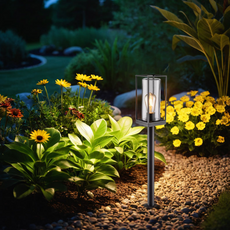 Modern Außenstehleuchte LED  Rechteckig Schwarz Metall Solar Garten