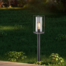 Modern Außenstehleuchte LED  Rechteckig Schwarz Metall Solar Garten