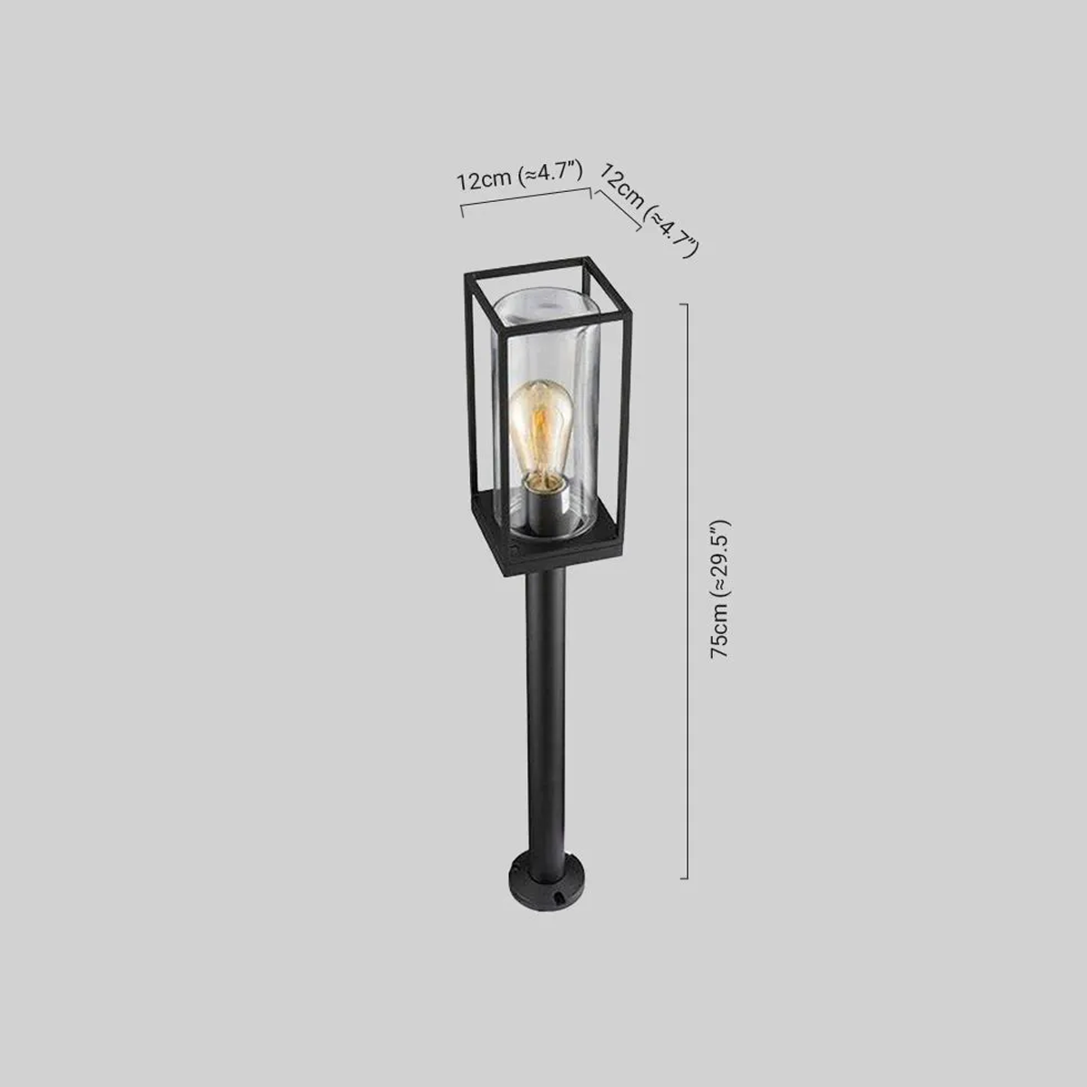 Modern Außenstehleuchte LED  Rechteckig Schwarz Metall Solar Garten
