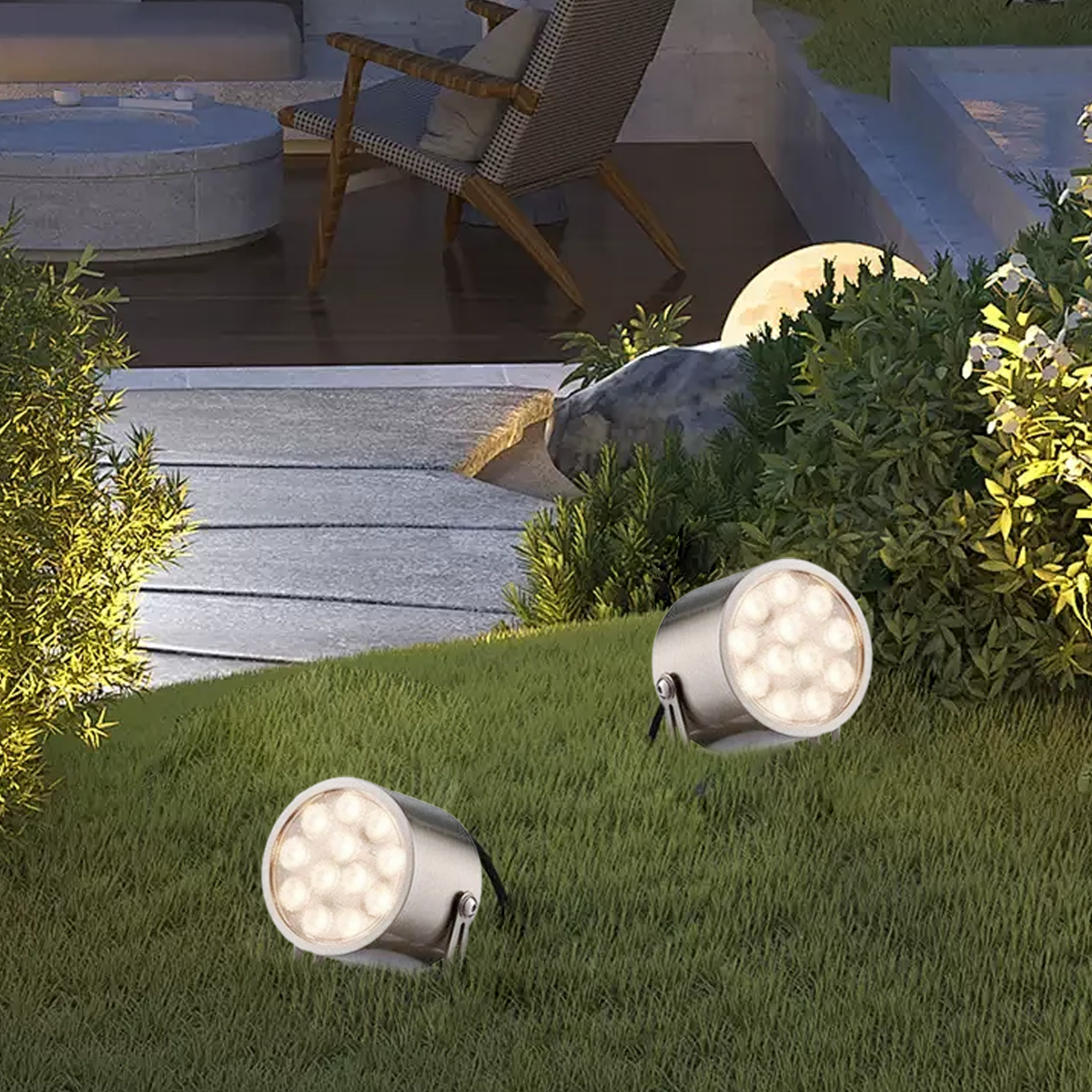 Moderne Außenleuchte/Außenstrahler LED Zylindrisch Metall Garten/Terrasse/Wegen