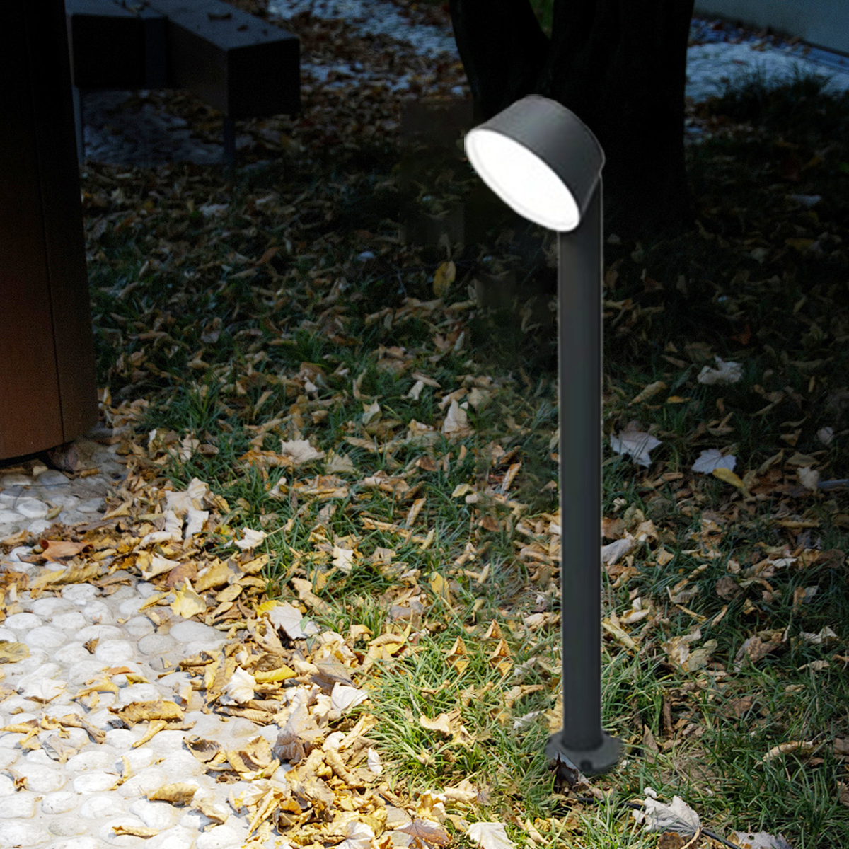 Moderne Außenstehleuchte LED Linear Schwarz Metall Dimmbar Garten