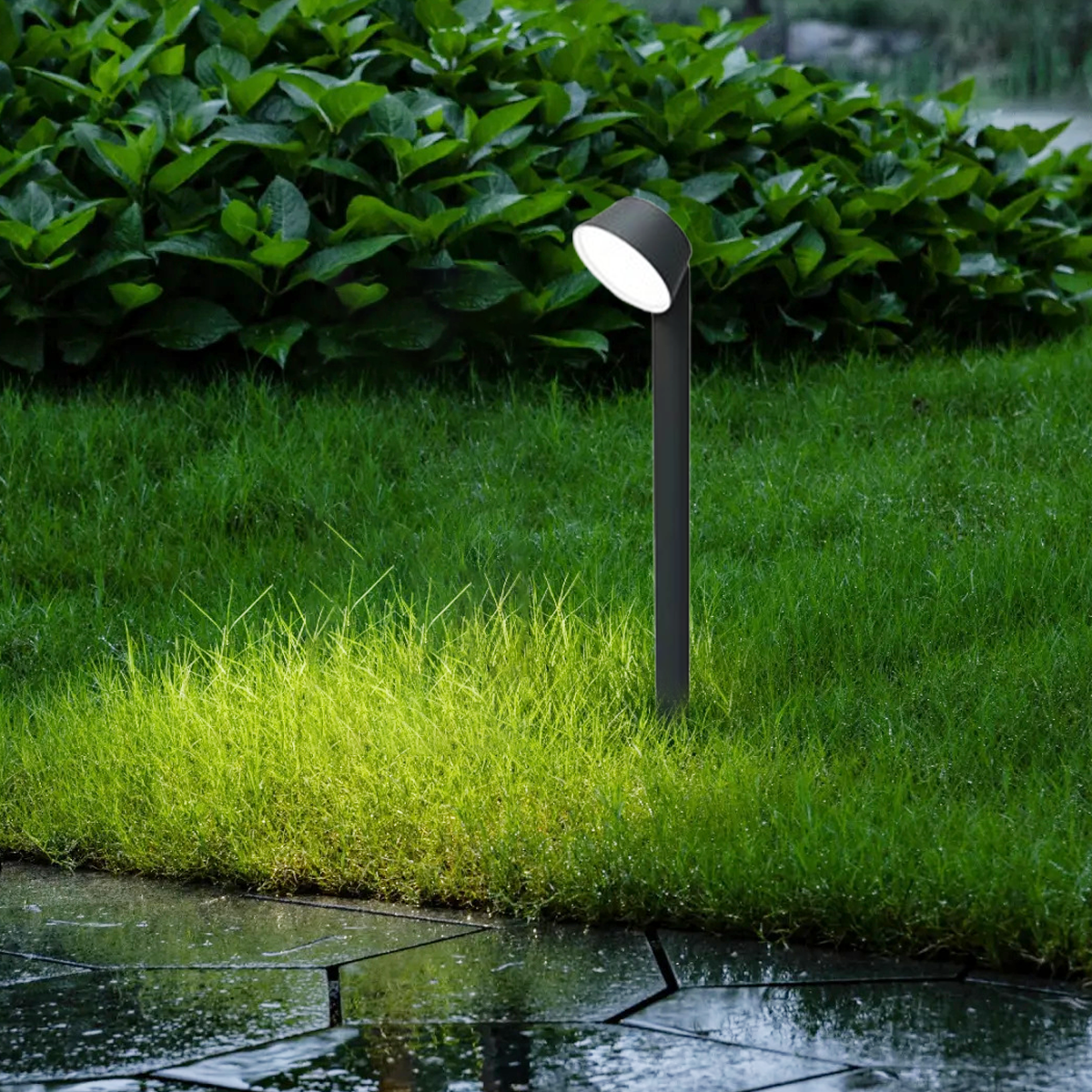 Moderne Außenstehleuchte LED Linear Schwarz Metall Dimmbar Garten