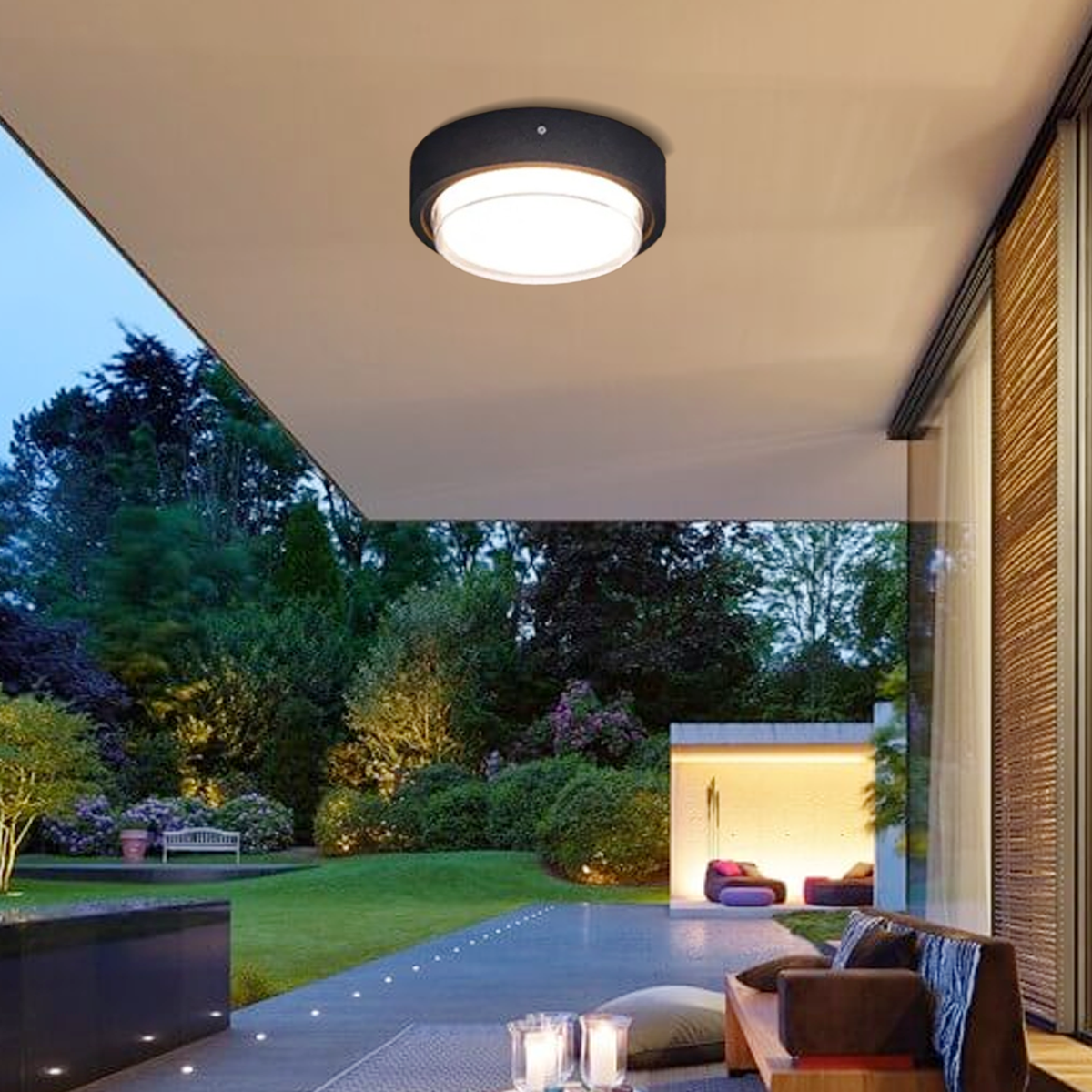 Moderne Außenleuchte  LED Geometrie Schwarz Metall Flur/Garten/Balkon