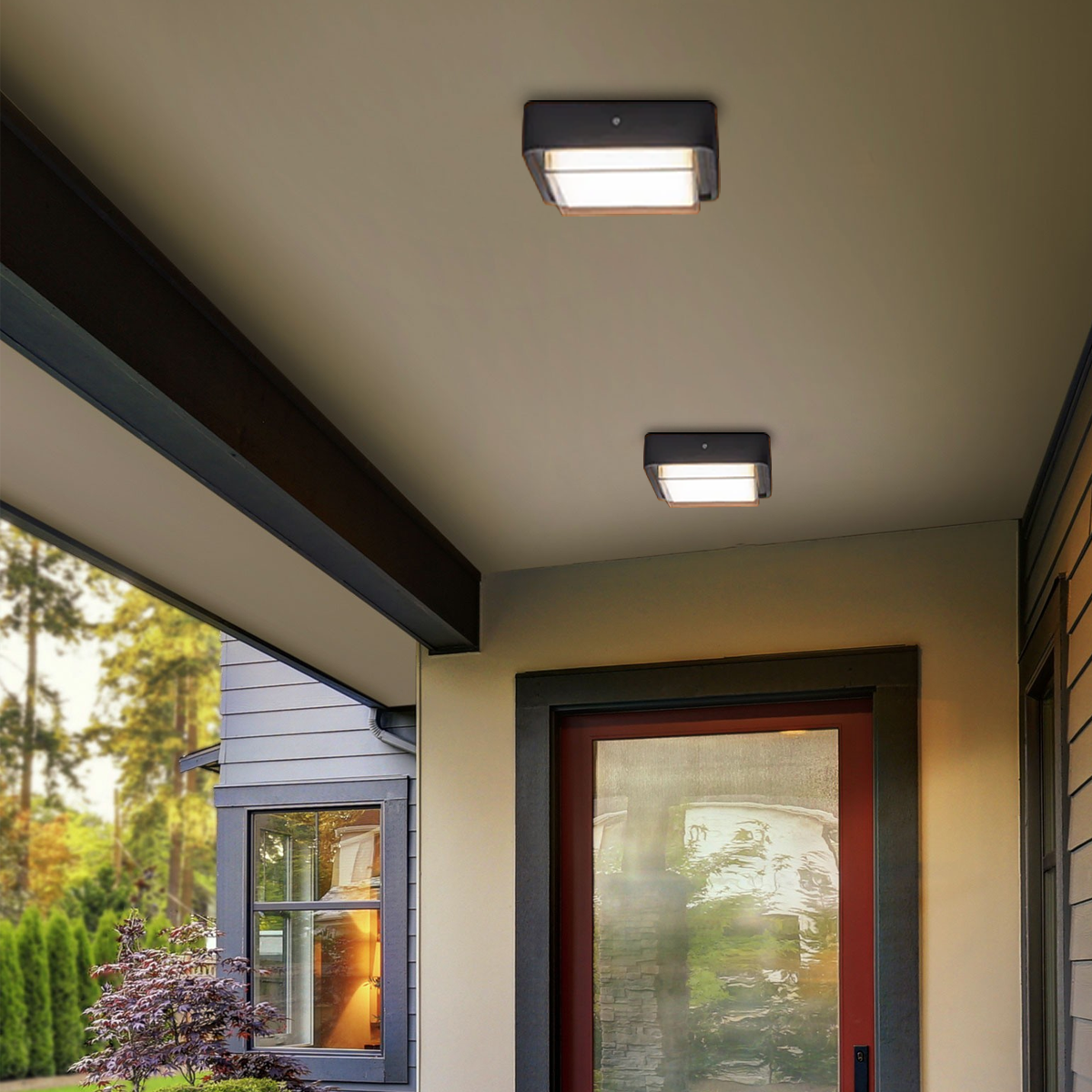 Moderne Außenleuchte  LED Geometrie Schwarz Metall Flur/Garten/Balkon