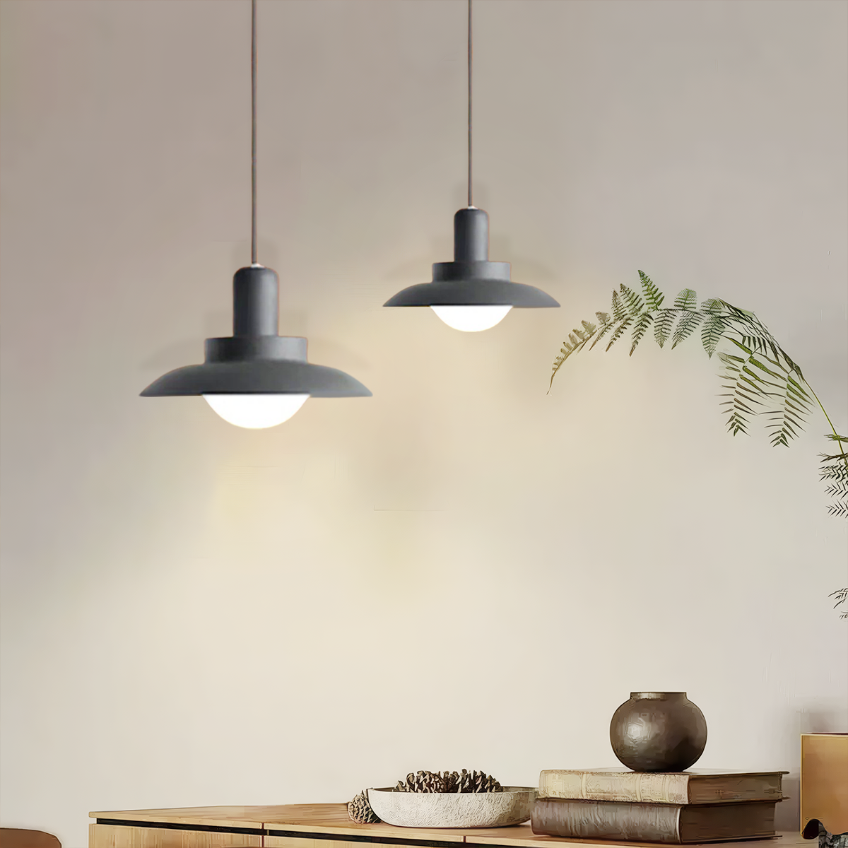 Minimalistisch Außenpendelleuchte LED Schwarz Metall Garten/Innen