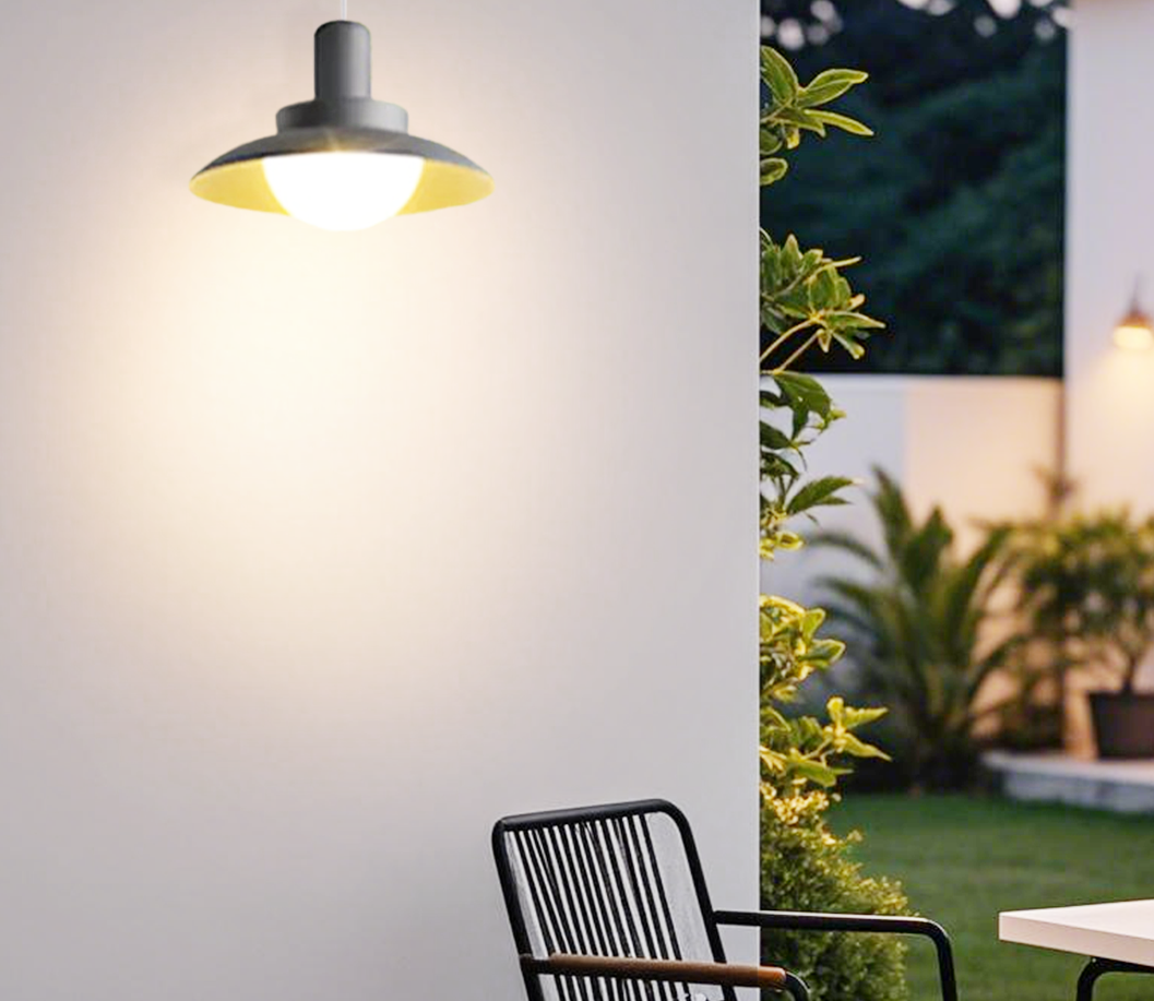Minimalistisch Außenpendelleuchte LED Schwarz Metall Garten/Innen