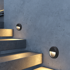 Modern Außenwandleuchte LED Rund Metall Schwarz Treppenhaus/Terrasse