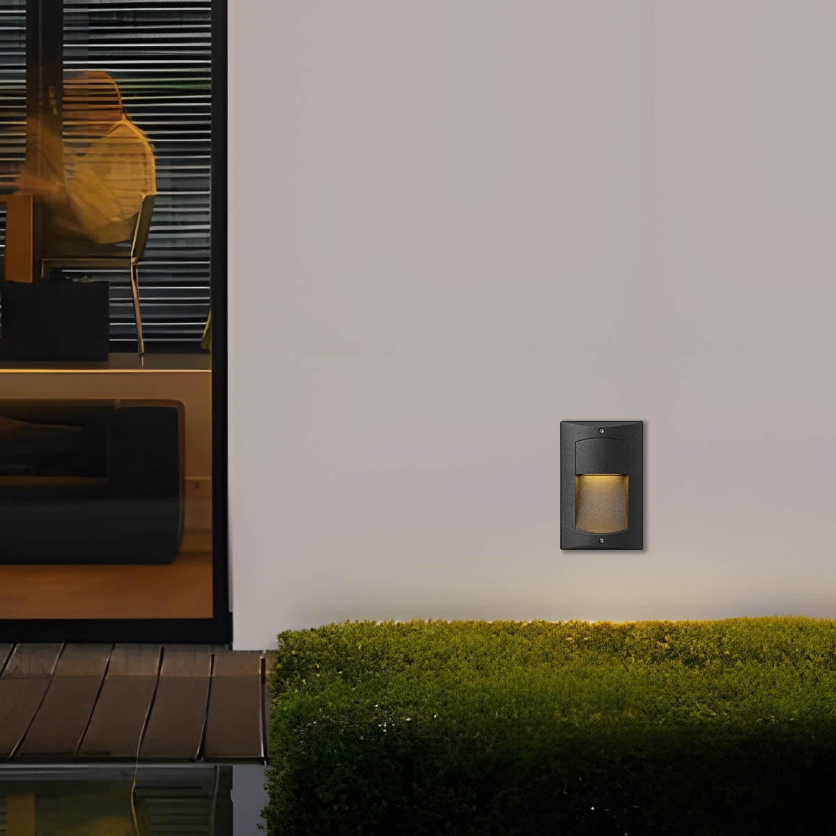 Moderne Außenlampe Schwarz Metall Acryl Rechteckig Außen