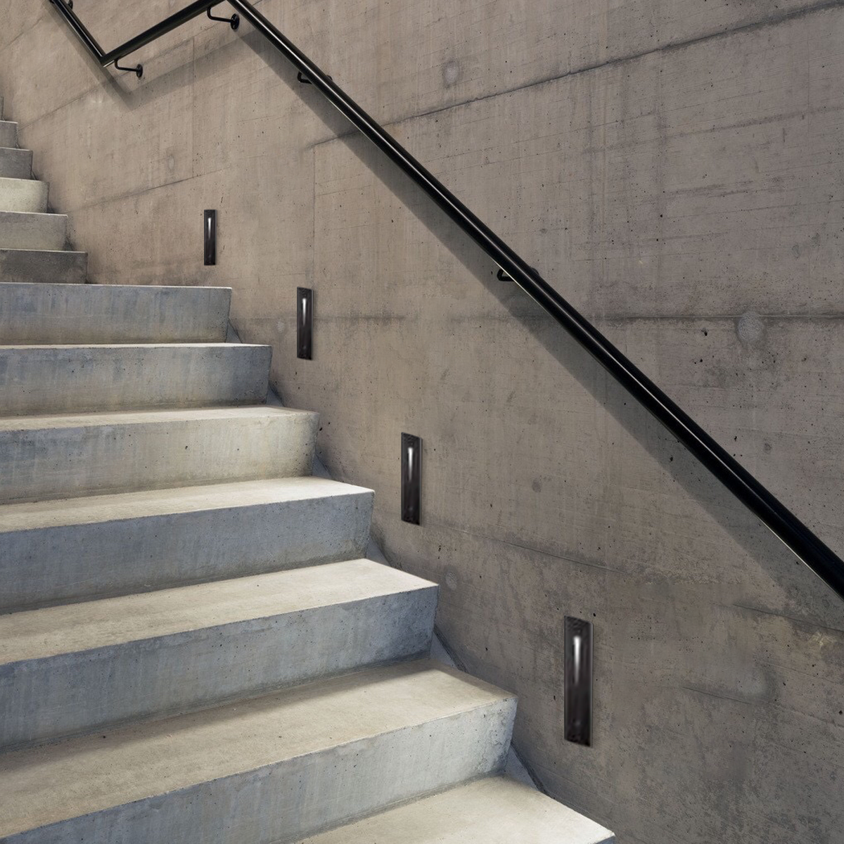 Moderne LED Außenwandleuchte Quadrat Schwarz Metall Garten/Treppen