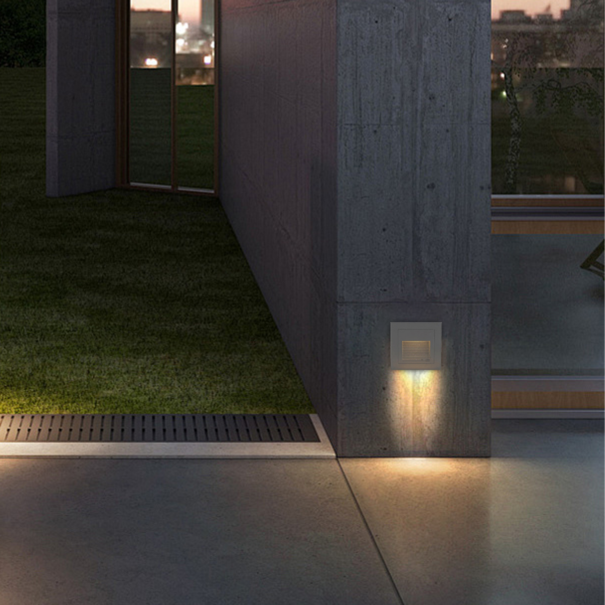 Moderne LED Außenwandleuchte Quadrat Schwarz Metall Garten/Treppen