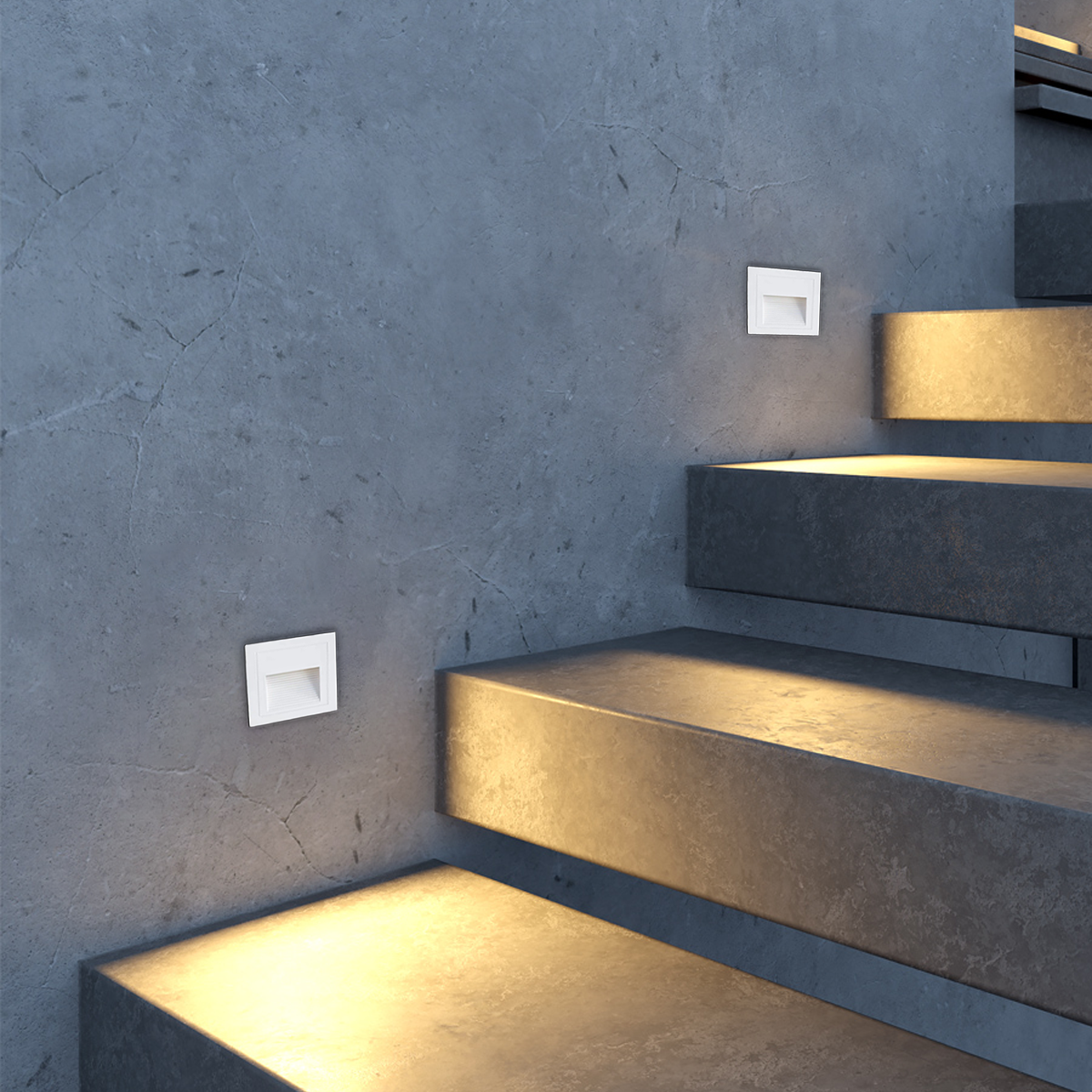 Moderne LED Außenwandleuchte Quadrat Schwarz Metall Garten/Treppen