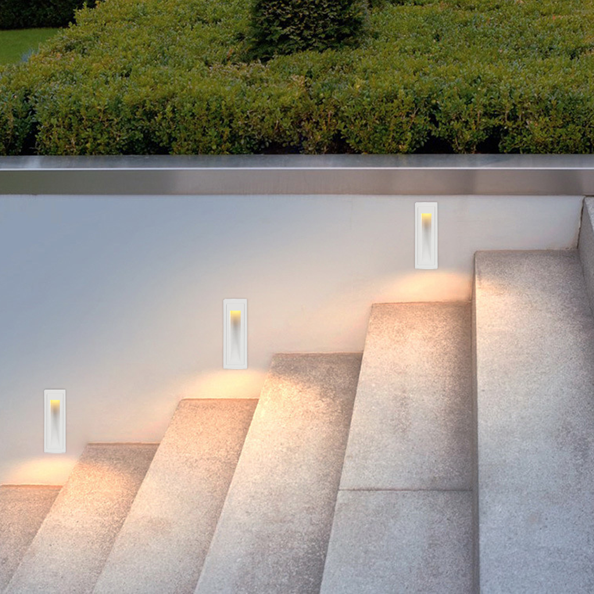 Moderne LED Außenwandleuchte Quadrat Schwarz Metall Garten/Treppen