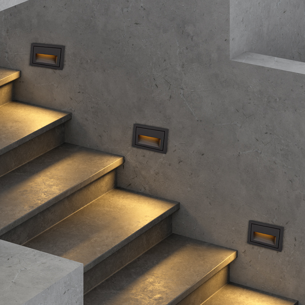 Moderne LED Außenleuchten Quadrat Metall Garten/Treppen