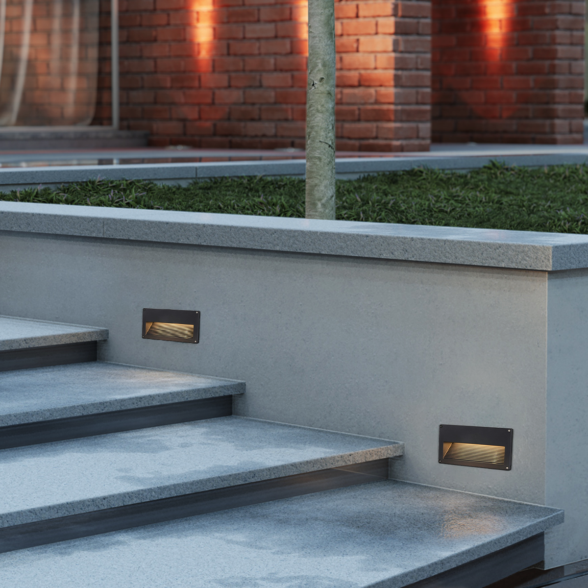 Moderne Außenwandleuchte LED Rechteckig Schwarz Senor Garten/Treppenhaus