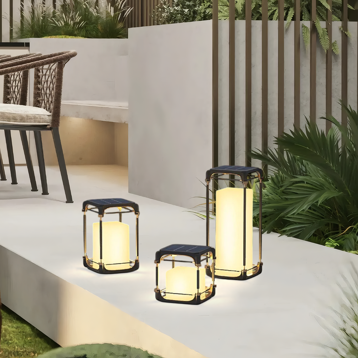 Moderne Außenlampe Schwarz Metall Acryl Quadratische Laterne Außen