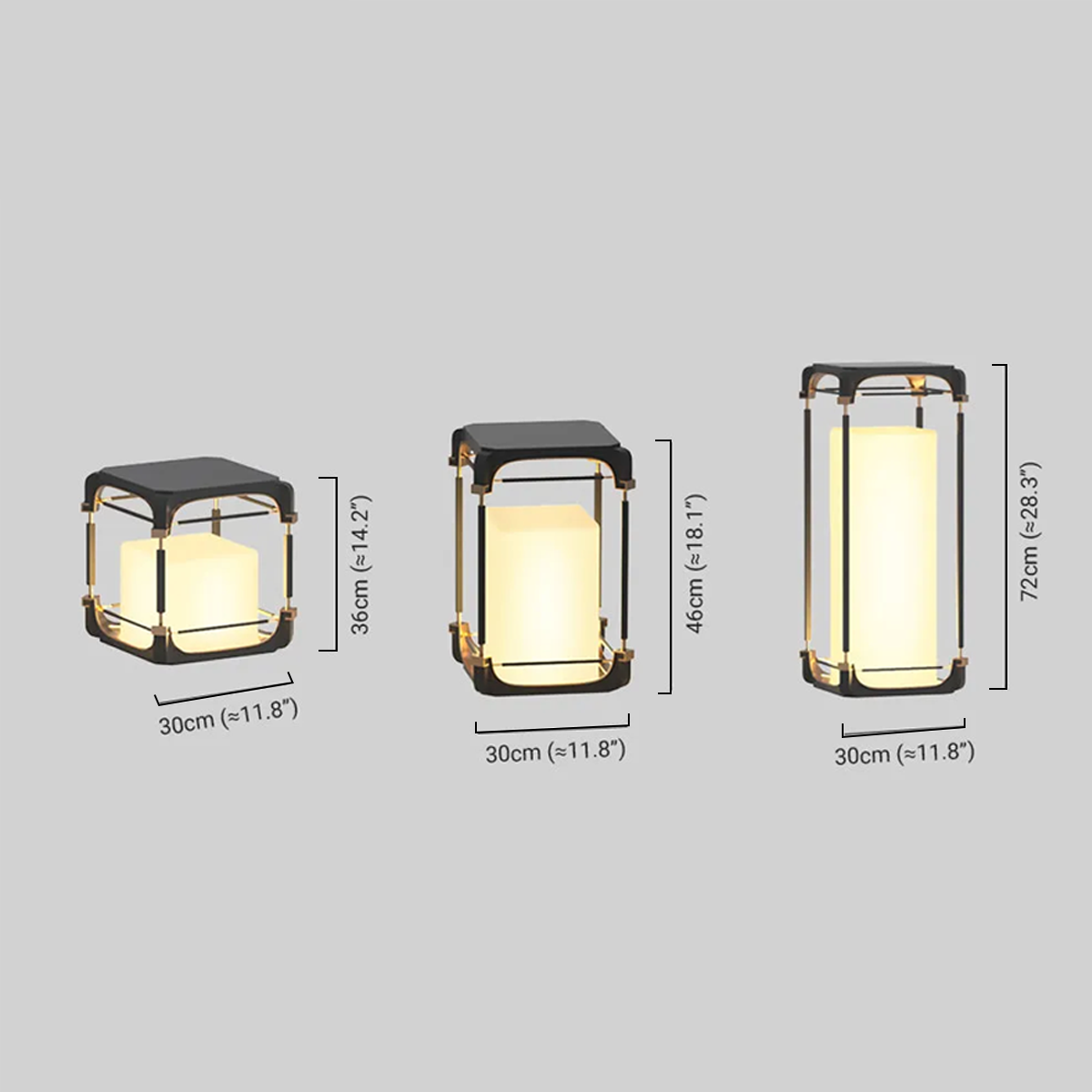 Moderne Außenlampe Schwarz Metall Acryl Quadratische Laterne Außen