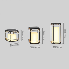 Moderne Außenlampe Schwarz Metall Acryl Quadratische Laterne Außen