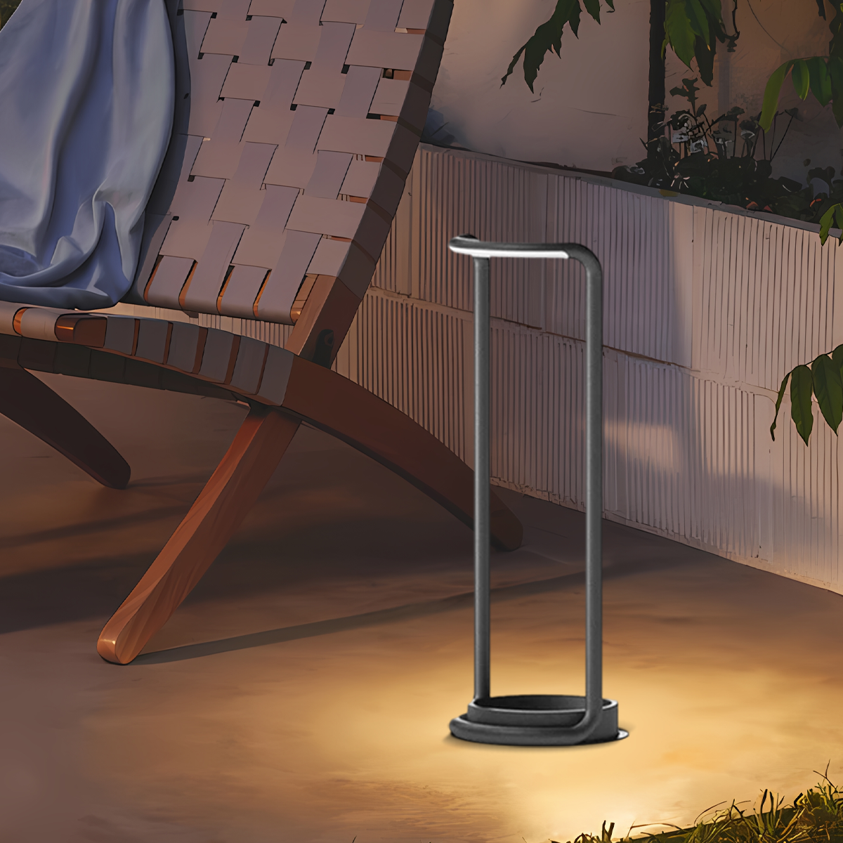 Moderne Außenstehleuchte LED Rechteckige Schwarz Metall Solar Garten/Terrasse 