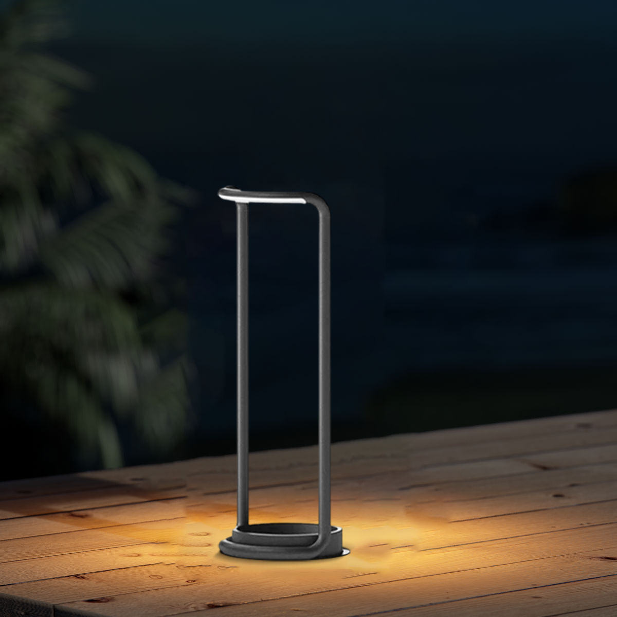 Moderne Außenstehleuchte LED Rechteckige Schwarz Metall Solar Garten/Terrasse 