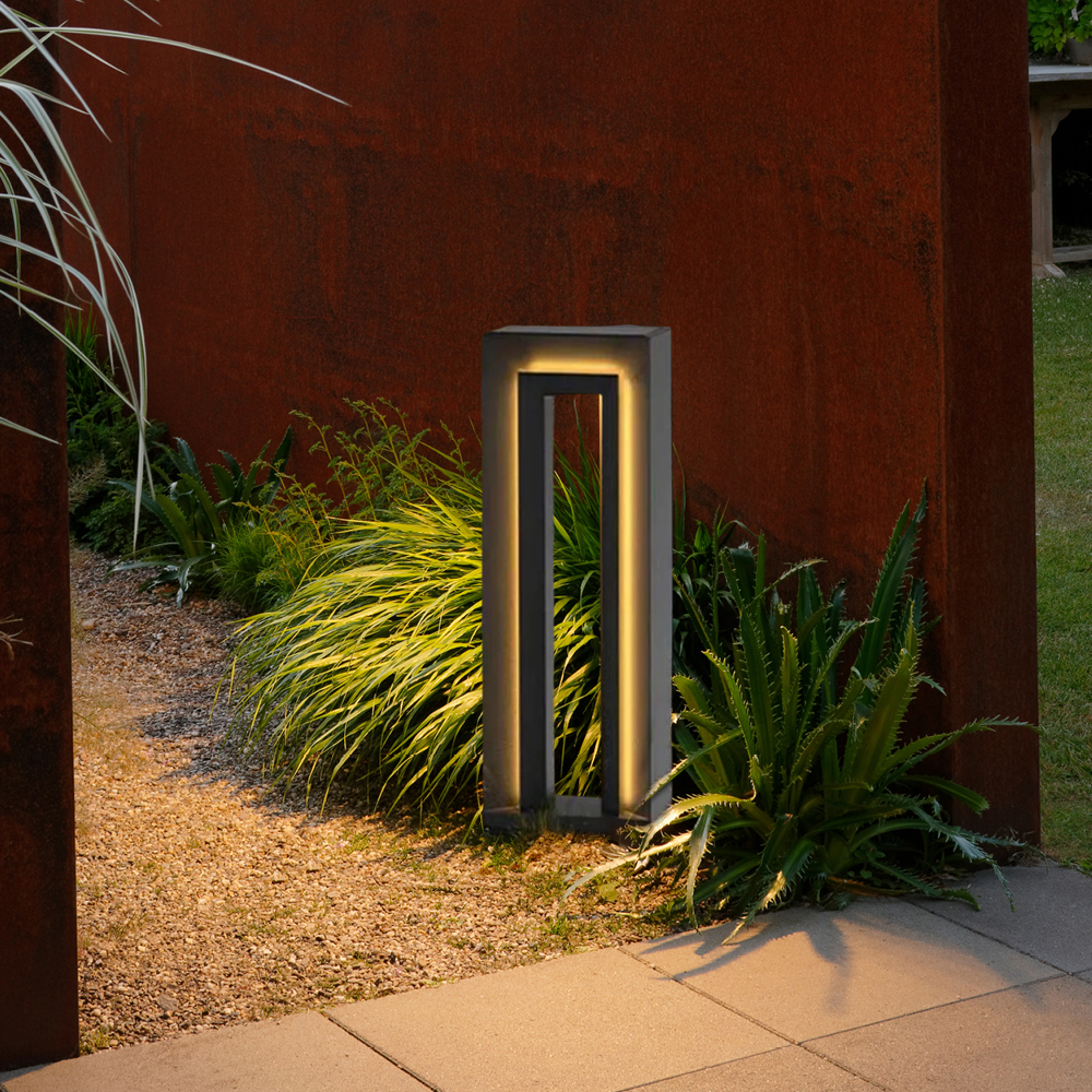 Modern Außenstehleuchte LED Rechteckig Schwarz Solar Metall Garten