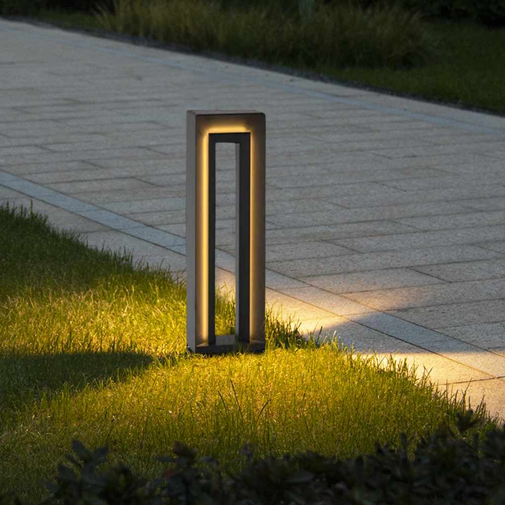 Modern Außenstehleuchte LED Rechteckig Schwarz Solar Metall Garten