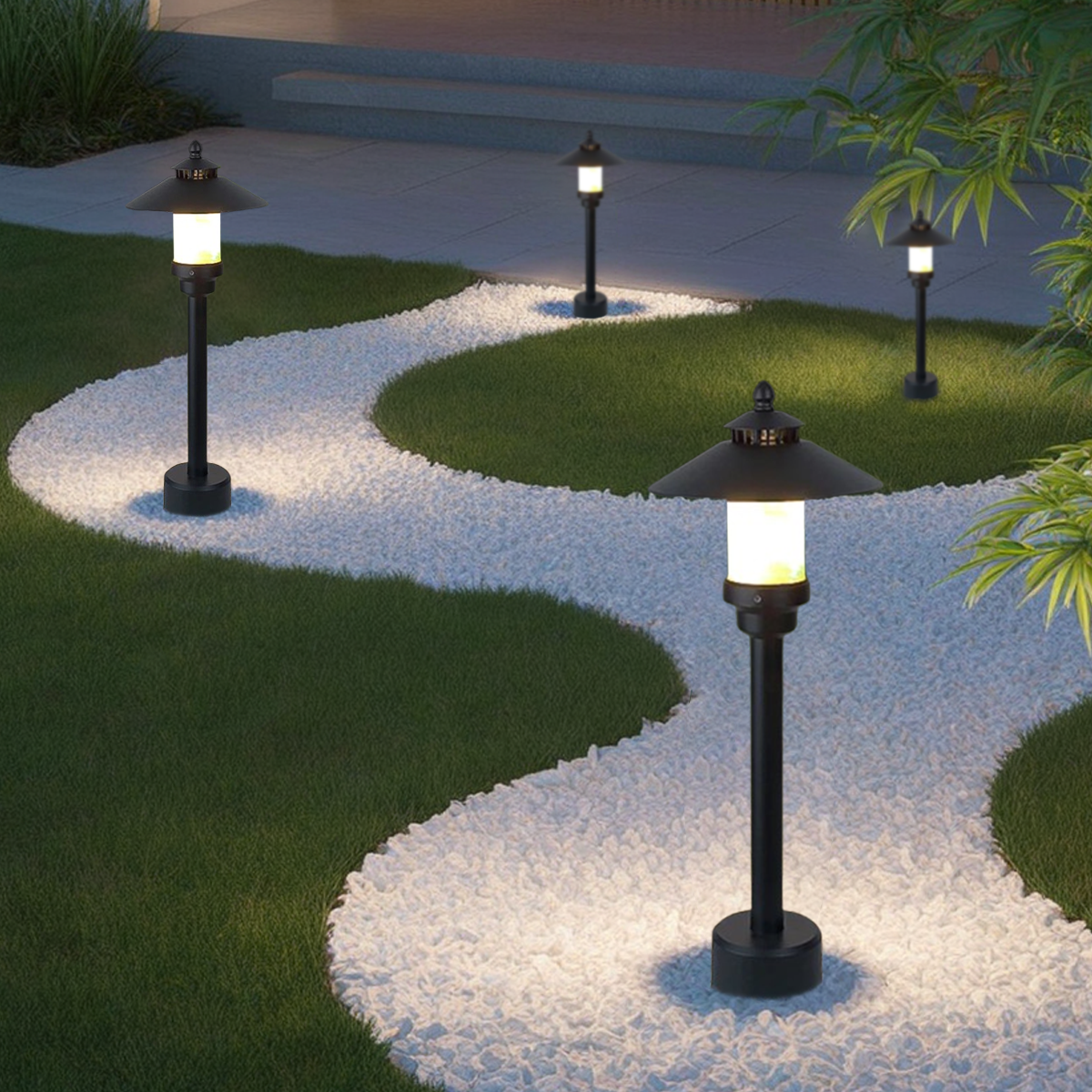 Minimalistisch Außenstehleuchte LED Schwarz Marmor Metall Garten 