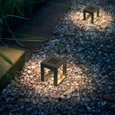 Moderne Außenleuchte LED Rechteckig Schwarz Metall Solar Garten