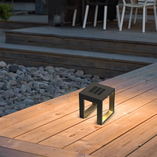 Moderne Außenleuchte LED Rechteckig Schwarz Metall Solar Garten