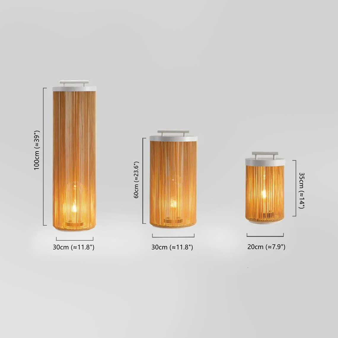 Landhausstil Außenstehleuchte LED Zylindrisch Khaki Rattan Solar Garten