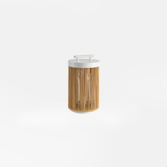 Landhausstil Außenstehleuchte LED Zylindrisch Khaki Rattan Solar Garten