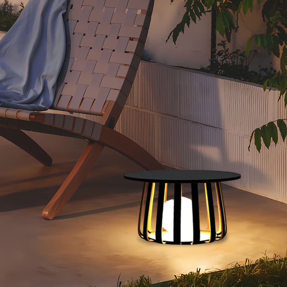 Moderne Außenstehleuchte LED TIischform Schwarz Metall Solar Garten/Terrasse