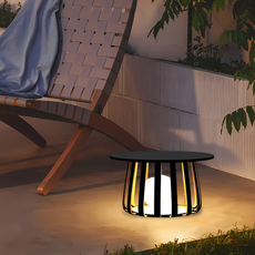 Moderne Außenstehleuchte LED TIischform Schwarz Metall Solar Garten/Terrasse