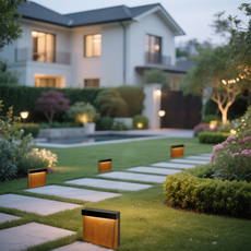 Moderne Außenleuchte LED Rechteckige Holz/Metall Garten