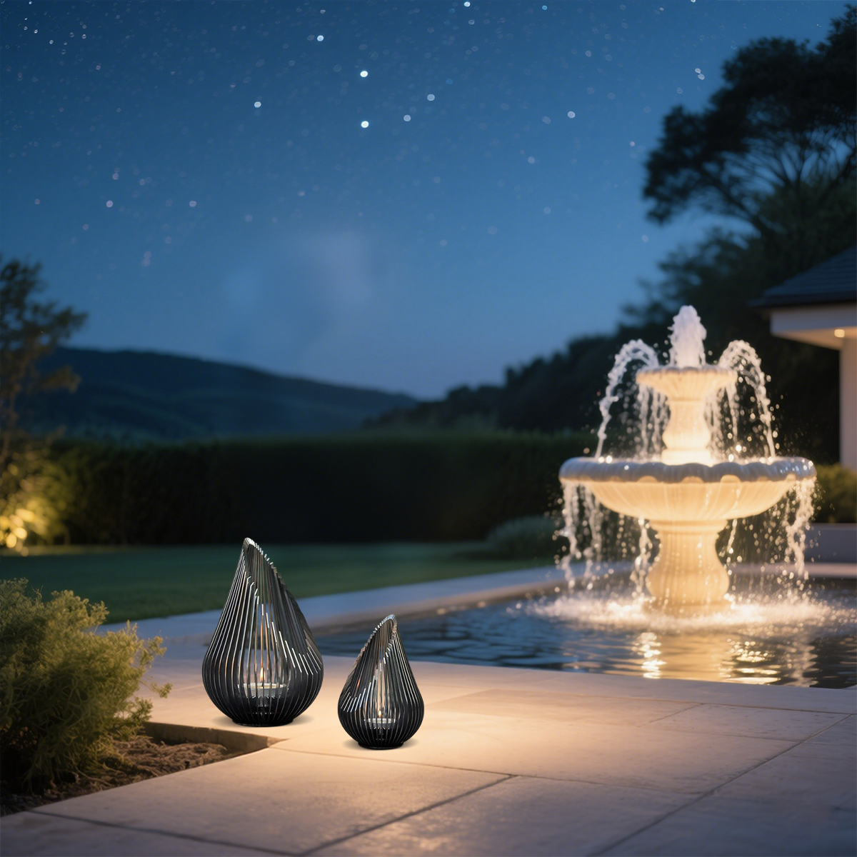Minimalistisch Außenstehleuchte LED Tropfen Silber Garten