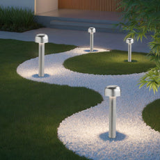Moderne Außenwegeleuchte LED Pilz Silber Metall Garten